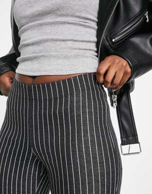 Only flared pants in dark grey pinstripe