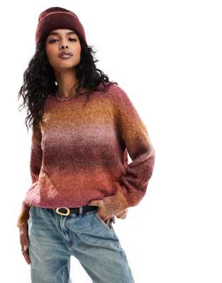 ONLY - Flauschiger Strickpullover mit rosa Farbverlauf