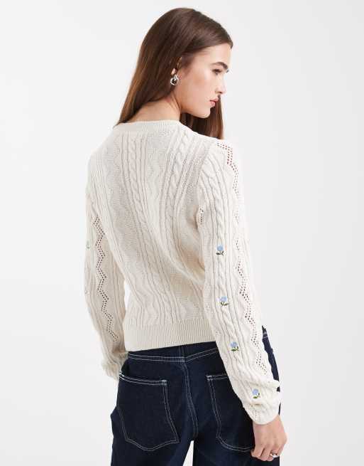 ONLY flower embroidery knit sweater in light blue, 4 of 4