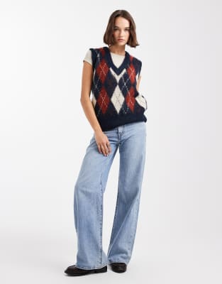 Only Fluffy Knitted Vest In Multi