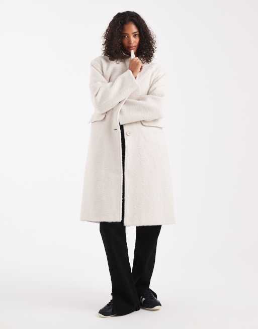 ONLY fluffy texture overcoat in off white