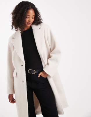 Only Fluffy Texture Overcoat In White