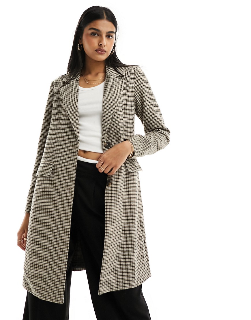 Only formal woven coat in black and brown check