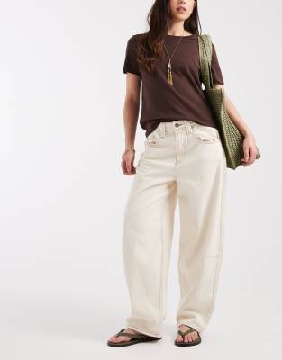 Only Frankie High Rise Barrel Leg Jeans In White