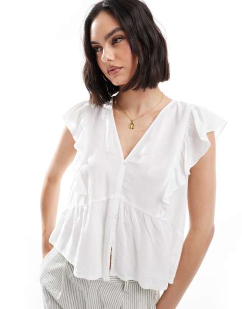 ONLY frill detail button through top in white - view 1