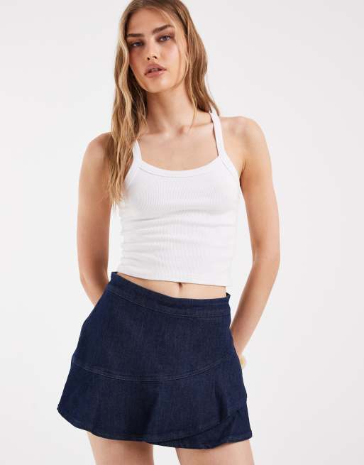 ONLY frill details denim skort in dark blue, 2 of 5