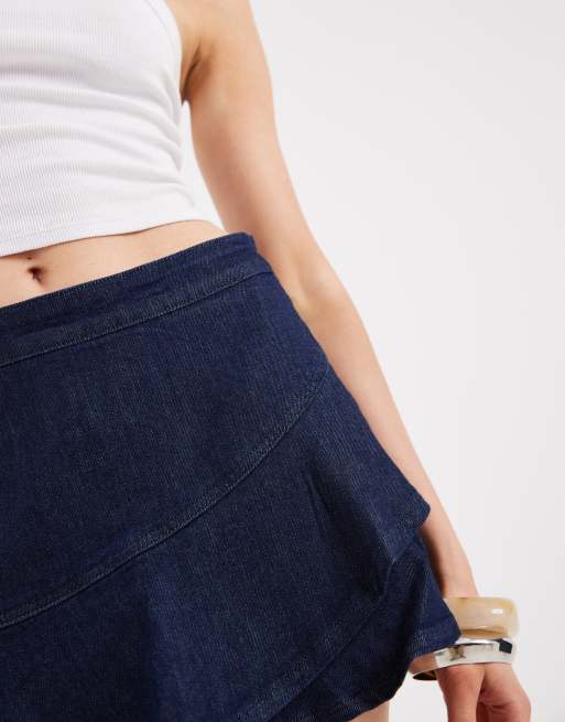 ONLY frill details denim skort in dark blue, 3 of 5