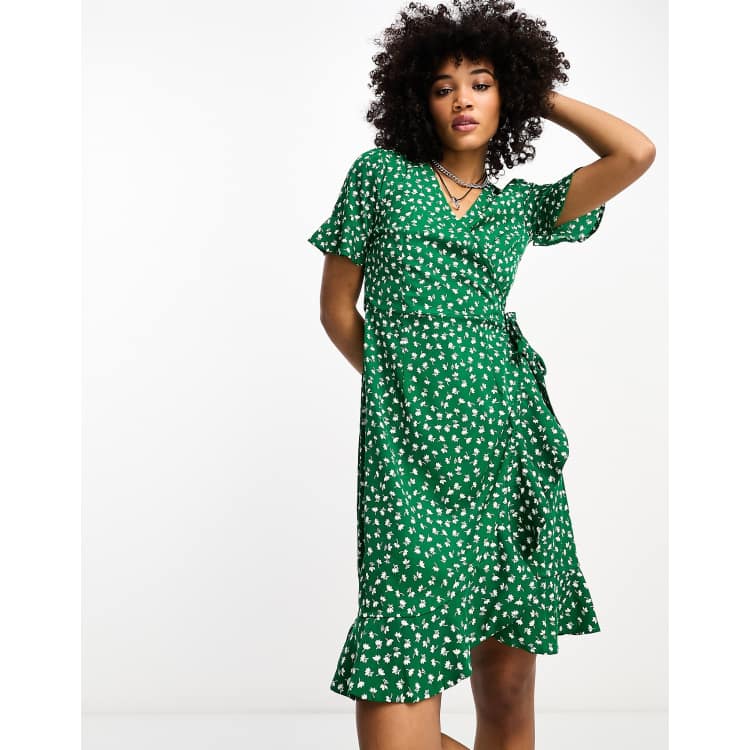 Green ditsy shop print dress