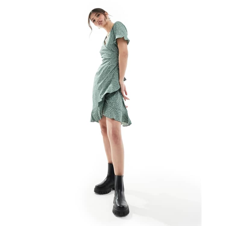 Green spot wrap dress best sale