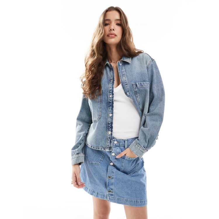 ジャケット・アウター alound oversized vintage denim shirts OVERSIZED SHIRT JACKET - LIGHT DENIM