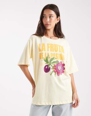 Only Fruit Graphic Oversized Fit T-shirt In Brown