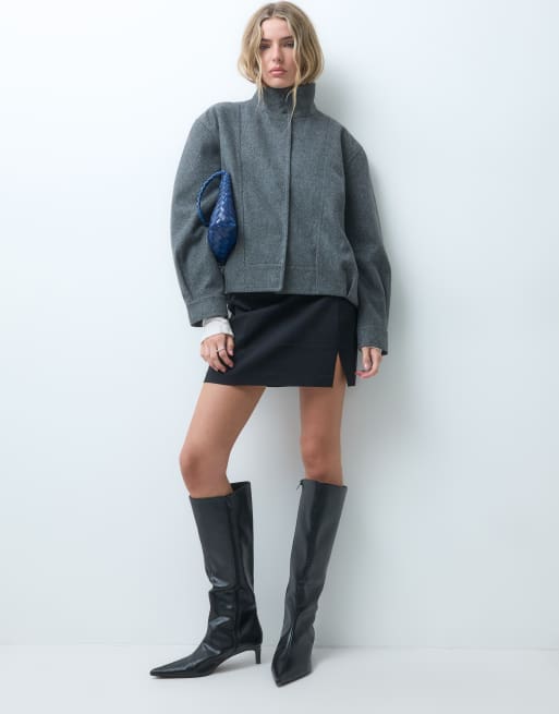 ONLY funnel neck bomber jacket in grey , 3 of 4