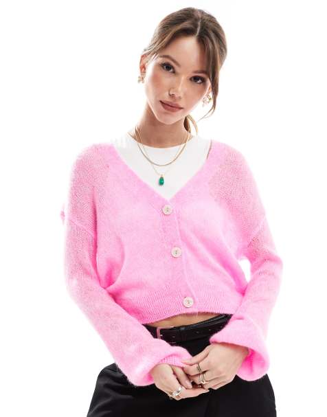 ONLY - Gebreid lichtgewicht vest in roze - view 1