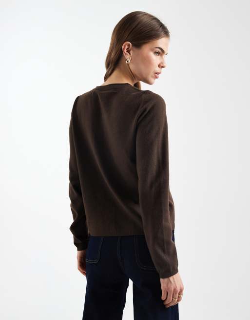 ONLY - Gebreid vest in chocoladebruin, 3 van 4