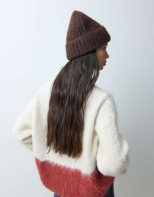 ONLY gebreide beanie in donkerbruin, 2 van 5