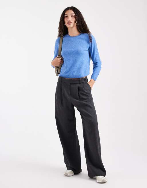 ONLY - Gebreide top met ronde hals en lange mouwen in blauw, 2 van 4