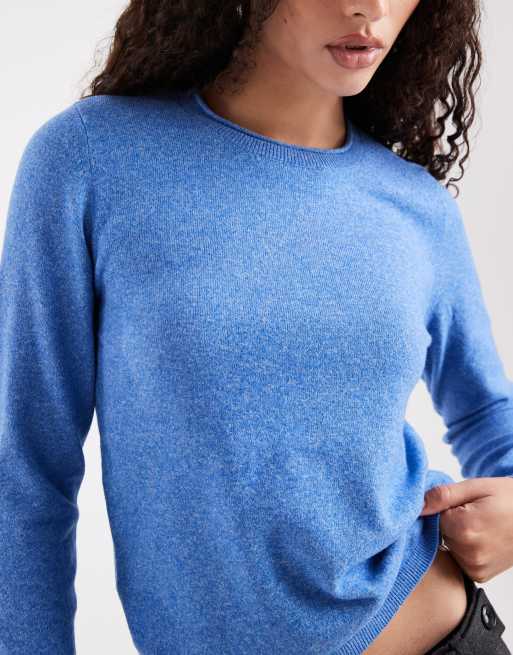 ONLY - Gebreide top met ronde hals en lange mouwen in blauw, 4 van 4