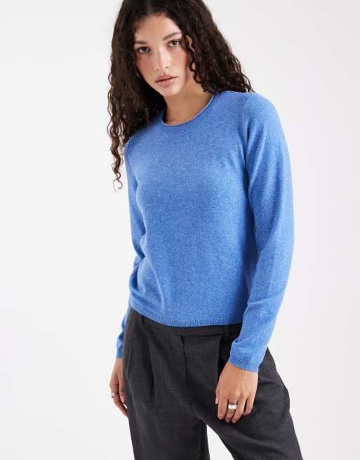 ONLY - Gebreide top met ronde hals in blauw