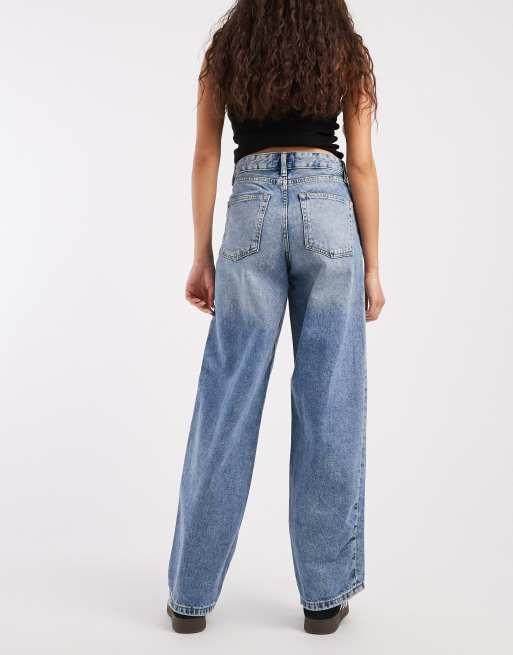 ONLY Georgia mid waist baggy jeans in mid blue, 3 of 5