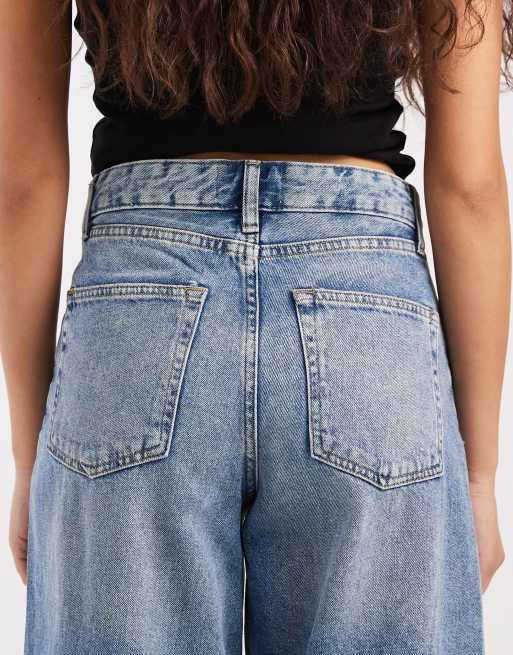ONLY Georgia mid waist baggy jeans in mid blue, 5 of 5