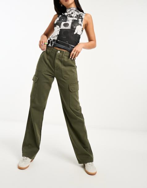 Only – Gerade geschnittene Cargohose in Khaki - view 1