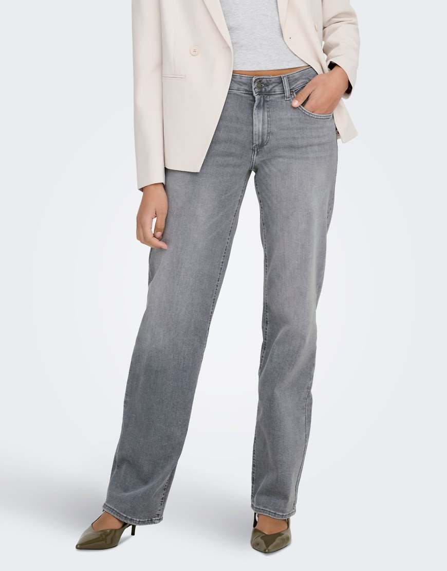 Gerade geschnittene Jeans aus Denim in Mittelgrau Grau S L32
