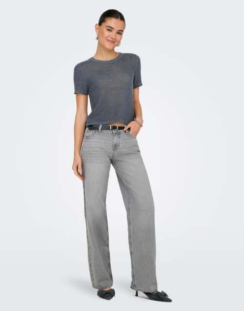 ONLY – Gerade Jeans aus Denim in Hellgrau mit schmalem Schnitt - view 1