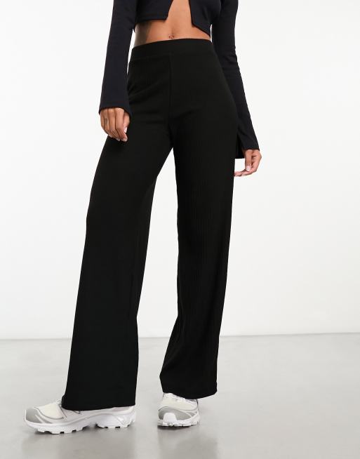 ONLY - Geribbelde broek met wijde pijpen in zwart , 4 van 4