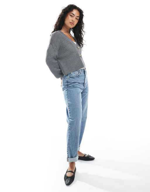 ONLY – Gerippte Strickjacke in Dunkelgrau, 4 von 4
