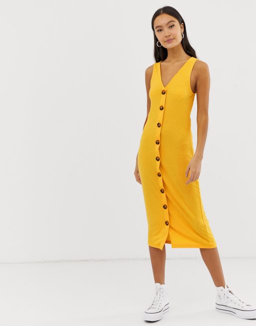 Only Geripptes Kleid Mit Knopfleiste Asos