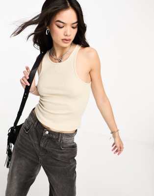 Only - Geripptes Tanktop in Steinbeige-Neutral