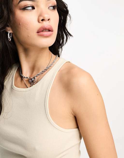 Only – Geripptes Tanktop in Steinbeige , 2 von 4
