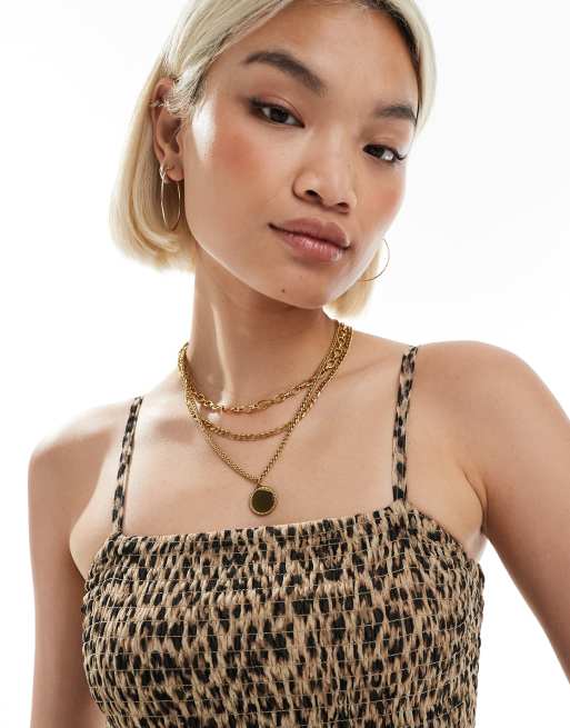 ONLY - Gesmokte maxi cami jurk in luipaardprint, 2 van 4