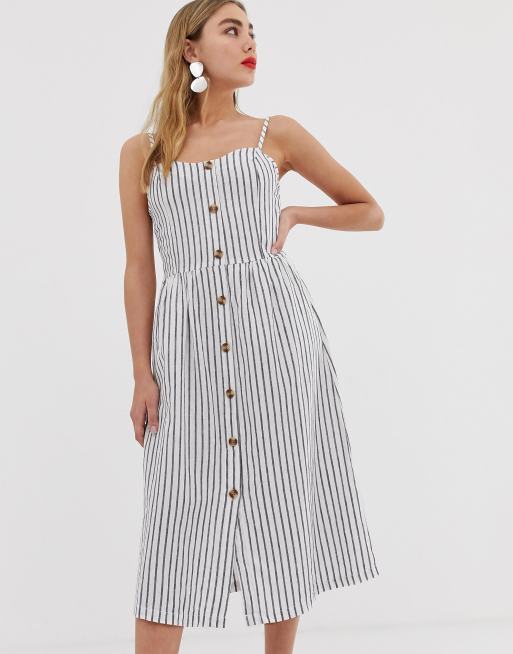 Only - Gestreepte cami-jurk met knopen