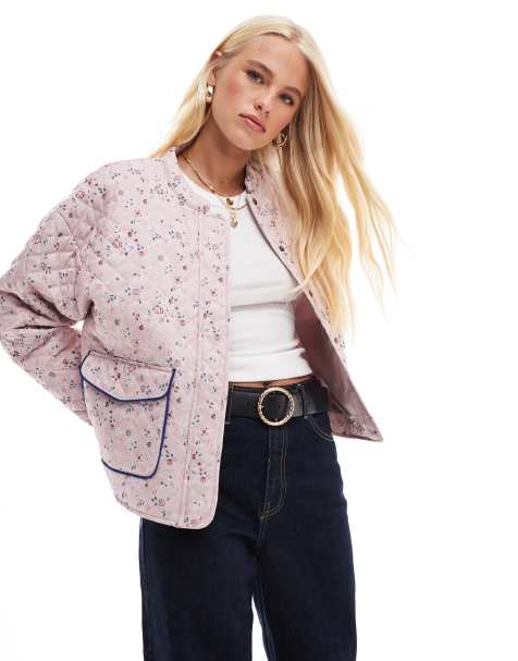 ONLY - Gewatteerd jack in roze bloemenprint - view 1