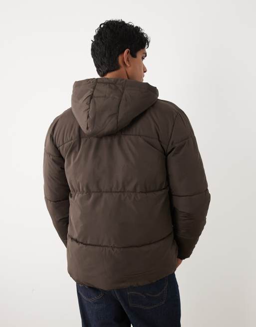 ONLY - Gewatteerd jack met capuchon in chocoladebruin, 4 van 5