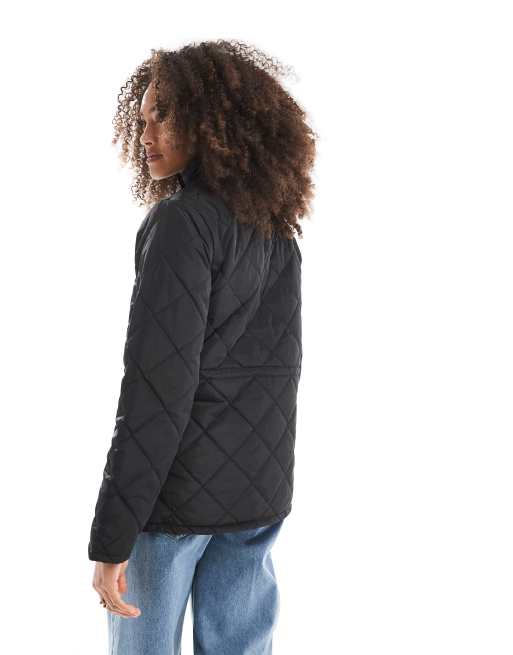 ONLY - Gewatteerd jack met strikdetail en opstaande boord in zwart, 3 van 4