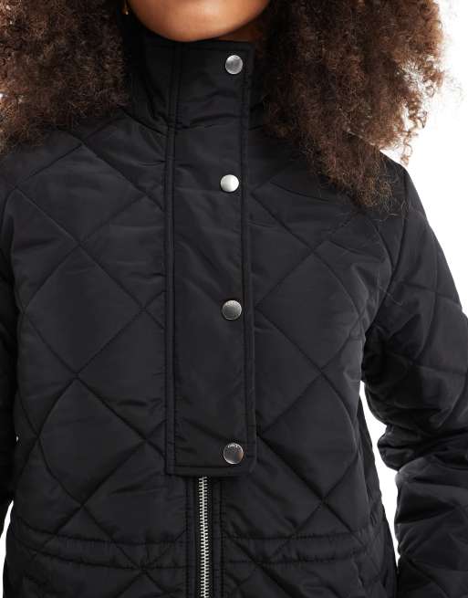 ONLY - Gewatteerd jack met strikdetail en opstaande boord in zwart, 4 van 4