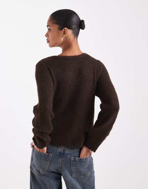 ONLY gewickelter Strickpullover in Braun, 3 von 4