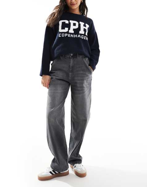 ONLY - Gia - Losse baggy jeans met halfhoge taille in grijs - view 1
