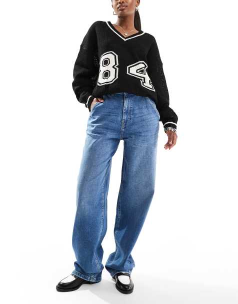 ONLY - Gia - Losse baggy jeans met halfhoge taille in middenblauw met wassing - view 1