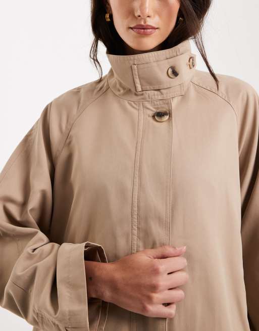 Only - Giacca a mantella con colletto alto beige chiaro, 3 di 4