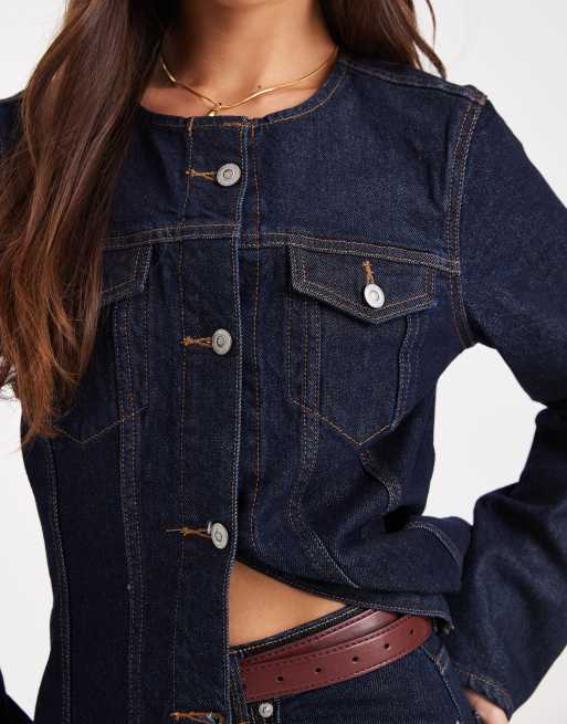 ONLY - Giacca di jeans aderente color indaco in coordinato, 4 di 4