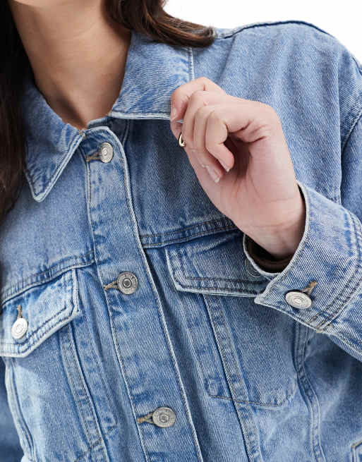 Only - Giacca di jeans oversize lavaggio blu acido, 3 di 4