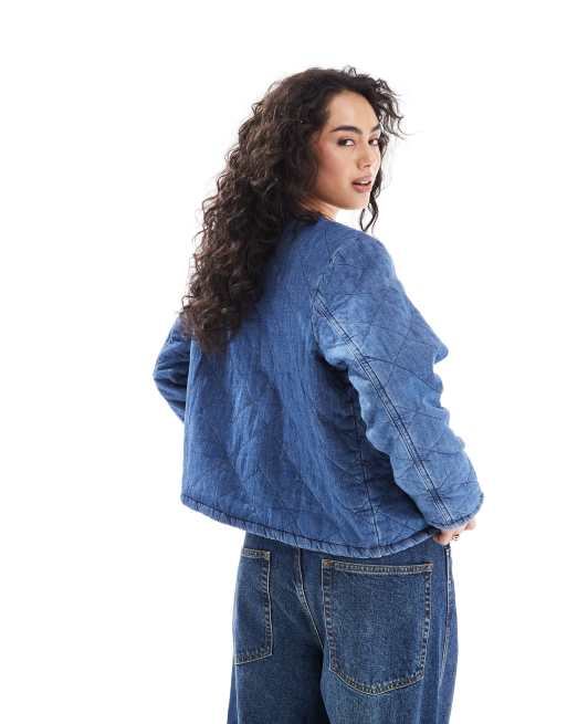 ONLY - Giacca di jeans trapuntata blu medio, 4 di 4