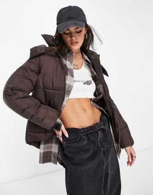 Only hooded padded jacket in chocolate - ASOS Price Checker