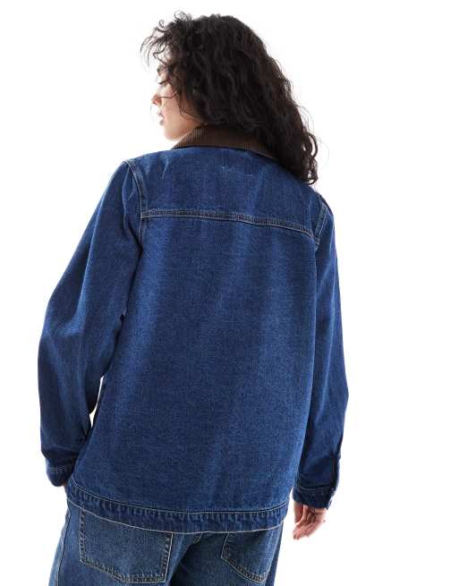 ONLY - Giacca in denim a coste blu scuro, 4 di 4