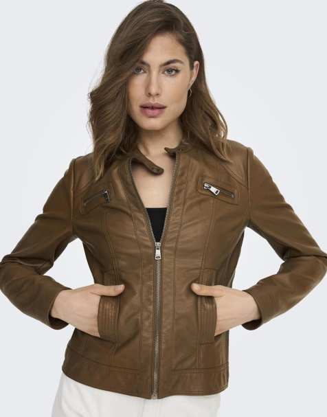 ONLY - Giacca in pelle sintetica color cognac - view 1