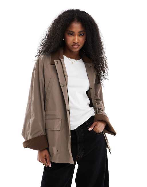 ONLY - Giacca marrone con dettagli a contrasto