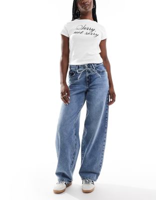 ONLY - Gianna - Ballon-Jeans in Mittelblau mit mittelhohem Bund